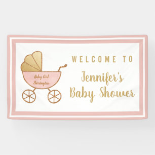 Banderoles Poussette rose Baby Girl Douche Bienvenue