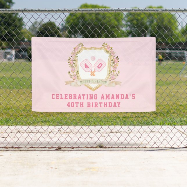 Banderoles Prapet Rose Pickle Ball Joyeux anniversaire (En situation)