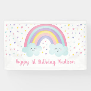 Banderoles Premier anniversaire du Cute Pastel Rainbow Nuages