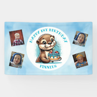 Banderoles Premier anniversaire du garçon à thème Otter Perso
