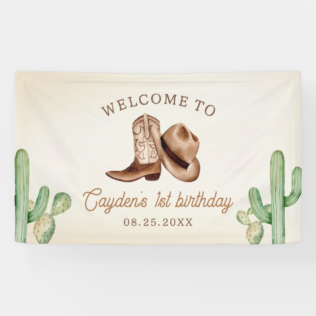 Banderoles Premier Rodéo 1er Anniversaire Western Cowboy (Horizontal)