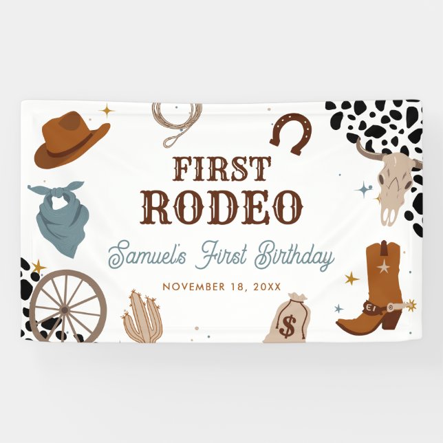 Banderoles Premier Rodéo Western Wild West Boy Premier annive (Horizontal)