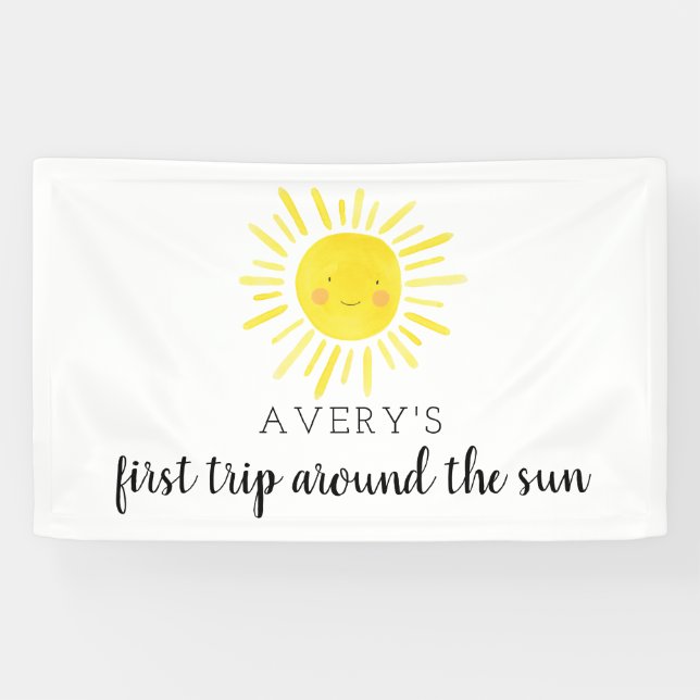 Banderoles Premier Voyage Autour Du Soleil 1Er Anniversaire S (Horizontal)