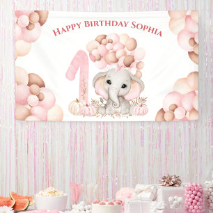 Banderoles Première Anniversaire Automne Elephant Girl Banner