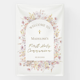 Banderoles Première communion solennelle accueil floral
