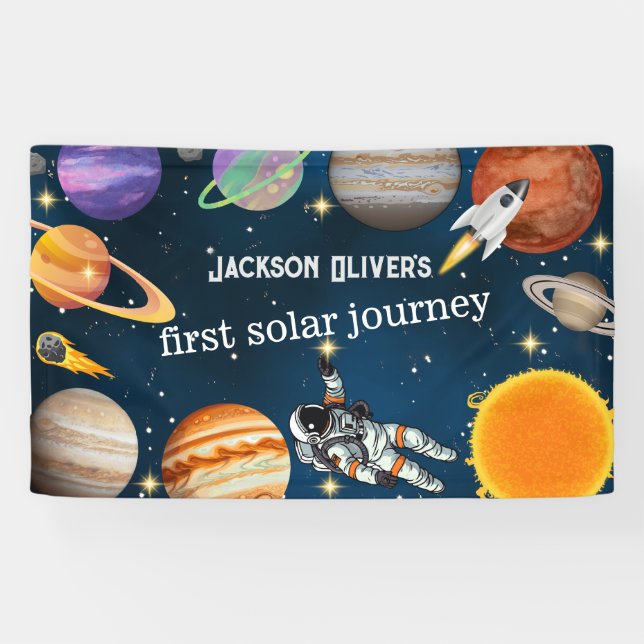 Banderoles Première fête d'anniversaire de l'astronaute spati (Horizontal)