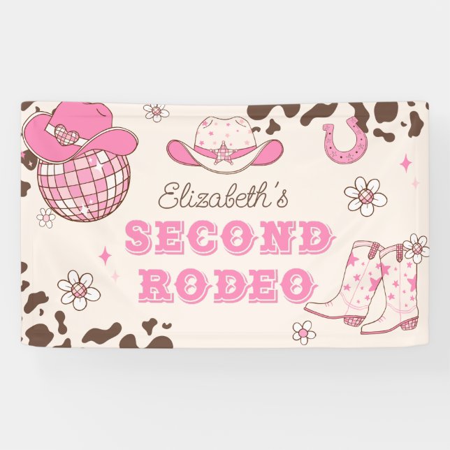 Banderoles Première Rodeo Cowgirl 2e fête d'anniversaire (Horizontal)