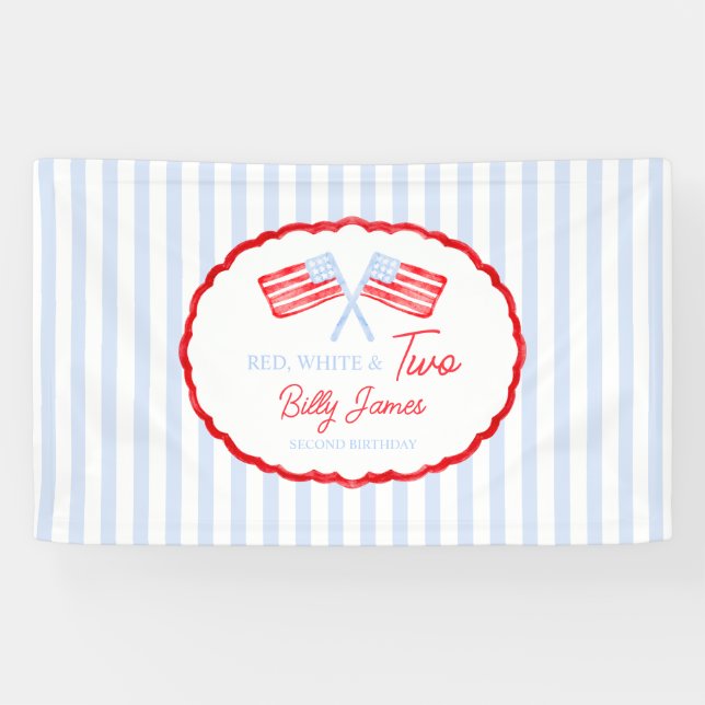Banderoles Preppy Boys Red White & Two Patriotic Birthday (Horizontal)
