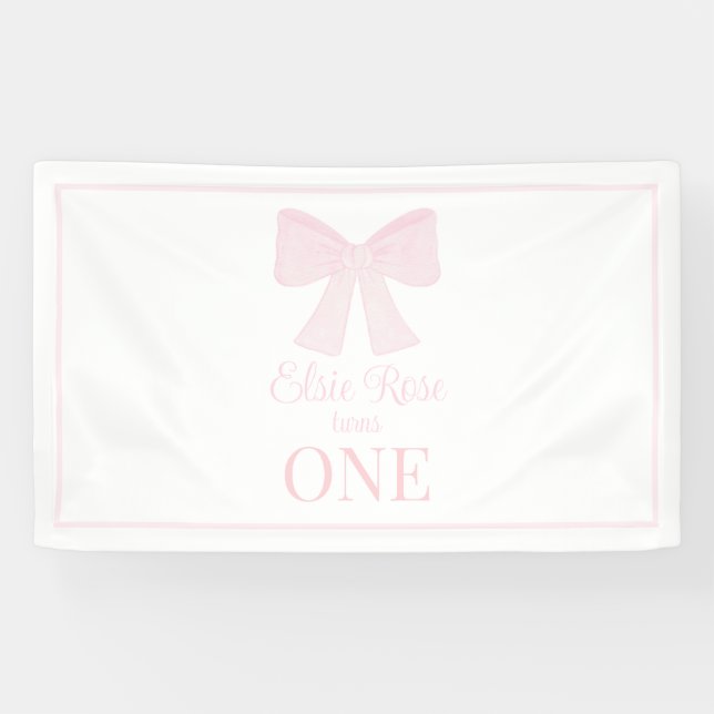 Banderoles Preppy Pink Bow Grandmillennial Premier anniversai (Horizontal)