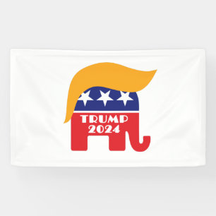 Banderoles Président Trump 2024 Éléphant Républicain Logo Che