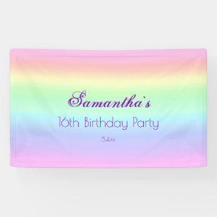 Banderoles Pretty Ombre Pastel Rainbow 16th Birthday Party