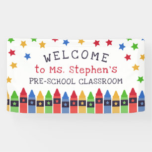 Banderoles Primaire Crayons Stars Bienvenue Salle de classe d