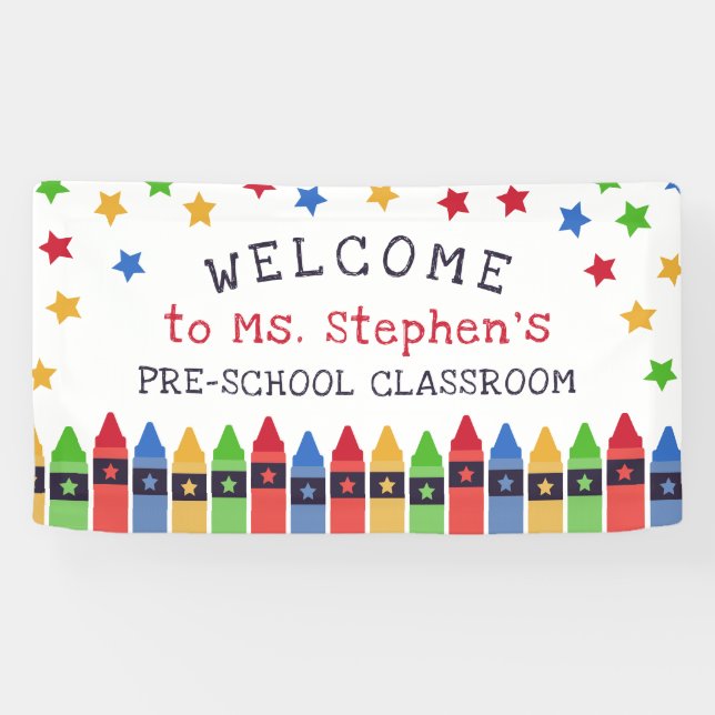 Banderoles Primaire Crayons Stars Bienvenue Salle de classe d (Horizontal)