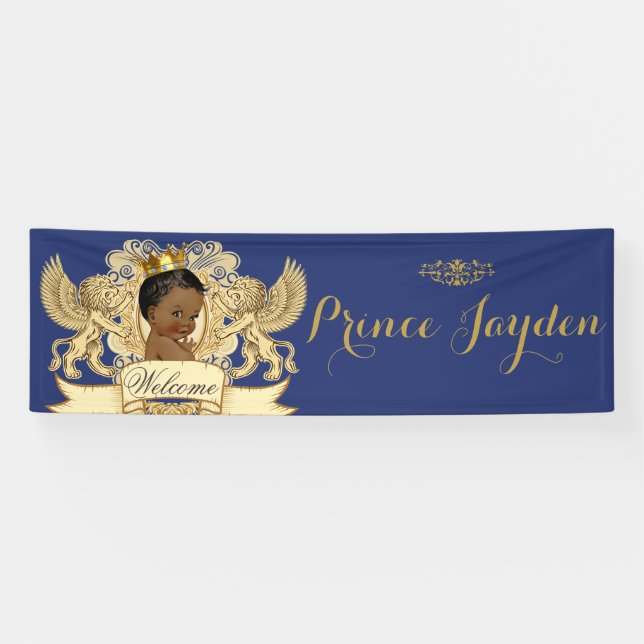 Banderoles Prince africain Royal Blue|Gold Elegant (Horizontal)