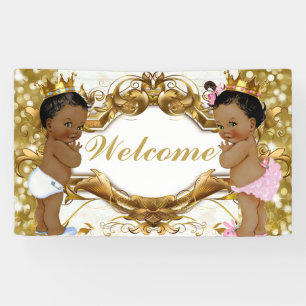 Banderoles Prince et princesse africains Gold Welcome Banner