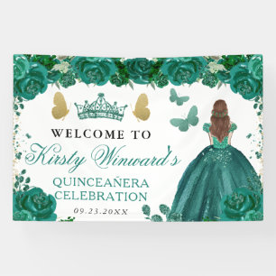 Banderoles Princesse Robe Verte Cheveux Rouges Florale Quince