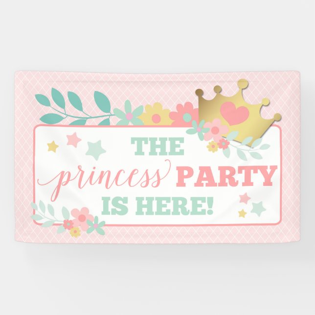 Banderoles Princesse Rose Bébé Fille Premier anniversaire (Horizontal)