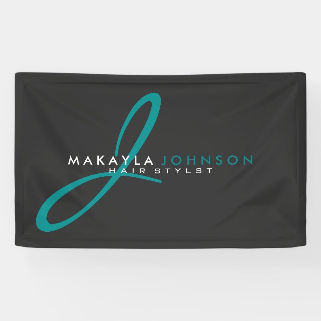 Banderoles Professionnel bleu turquoise moderne et simple de (Horizontal)