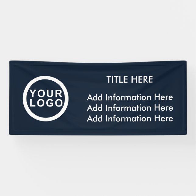 Banderoles Professionnel Logo d'entreprise Moderne Marine Ble (Horizontal)