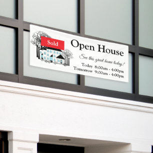 Banderoles Promo Immobilier Open House Aujourd'hui Signer Ban