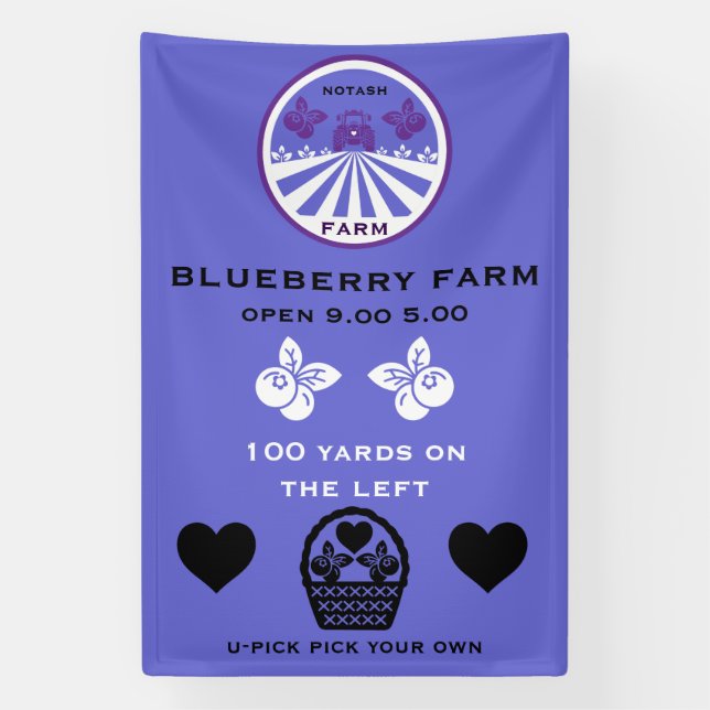 Banderoles Promotion de la ferme de myrtilles U-Pick (Verticale)