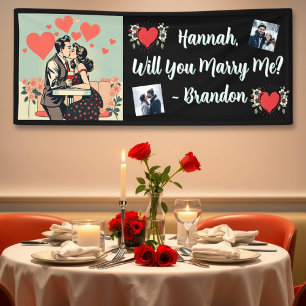 Banderoles Proposition de mariage Art pop rétro romantique
