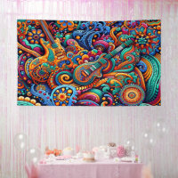 Psychédélique Batik Guitare Art-Colorful Musique R