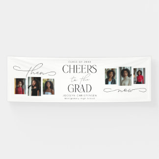 Banderoles Puis et maintenant Photo Collage Graduation Party