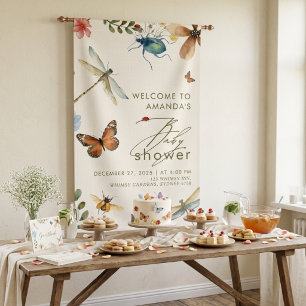 Banderoles Punaise d'amour bohème insectes libellule baby sho