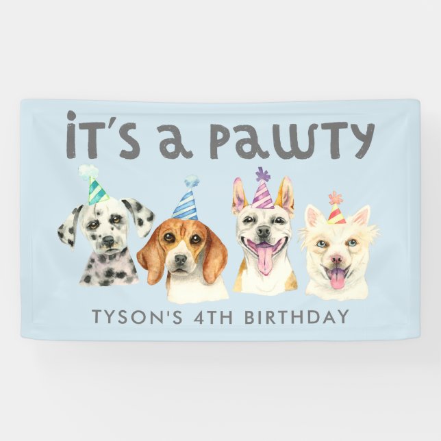 Banderoles Puppy Chien Pawty Anniversaire de fête (Horizontal)