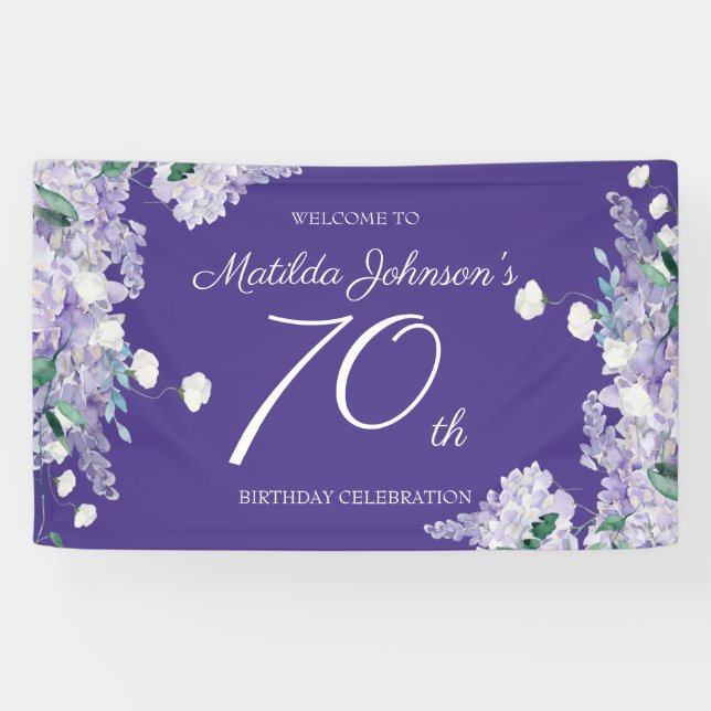 Banderoles Purple 70e anniversaire Wisteria Floral Elegant Pa (Horizontal)