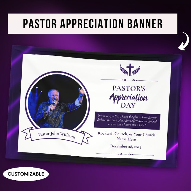 Banderoles Purple Black Pastor Appréciation Church événement (Créateur téléchargé)