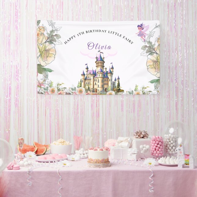 Banderoles Purple Castle Fairytale Anniversaire Thème avec Fa (Fête)