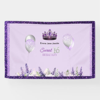 Banderoles Purple étincelle Douce 16 Anniversaire fête