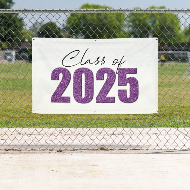 Banderoles Purple Glitter Classe de 2025 (En situation)