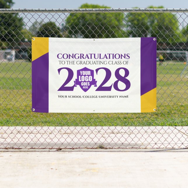 Banderoles Purple Gold School College Graduation Class (En situation)