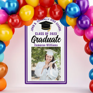 Banderoles Purple Graduate Photo Personnalisée Parti de gradu