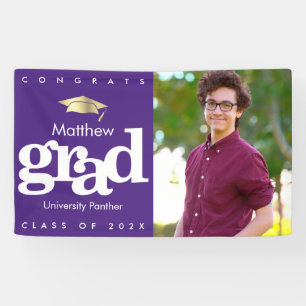 Banderoles Purple graduation photo or casquette moderne audac
