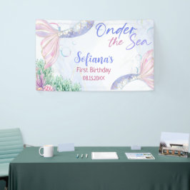 Banderoles Purple Mermaid 1st Birthday Oneder the Sea