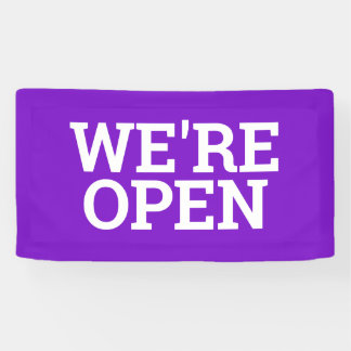 Banderoles Purple nous sommes ouvert modèle bandeau publicita