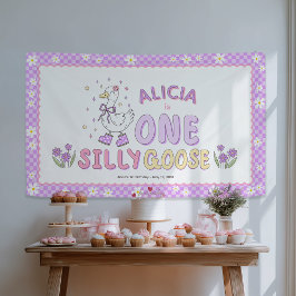 Banderoles Purple One Silly Goose-Girl 1st Birthday Backdrop