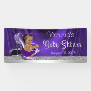 Banderoles Purple Silver High Heel Chaussure Ethnic Baby Bann