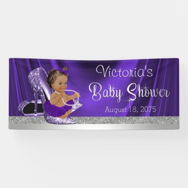 Banderoles Purple Silver High Heel Chaussure Ethnic Baby Bann (Horizontal)