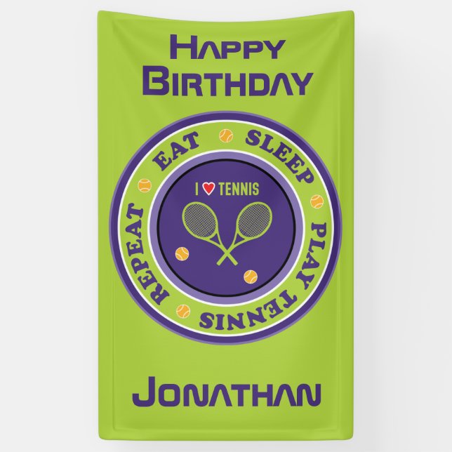 Banderoles Purple - vert Manger, dormir, jouer au tennis (Vertical)