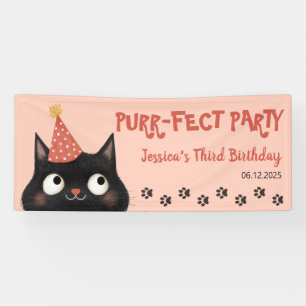 Banderoles Purr-fect Chat Noir Enfants Fête Anniversaire Rose