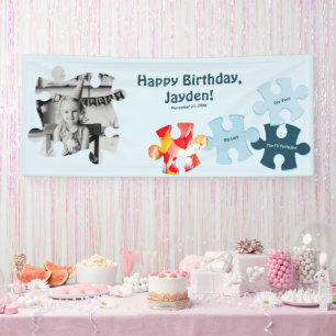 Banderoles Puzzle Personnalisé Image Texte Joyeux Anniversair
