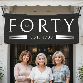 Banderoles Quarante ans 40e anniversaire fête Noir