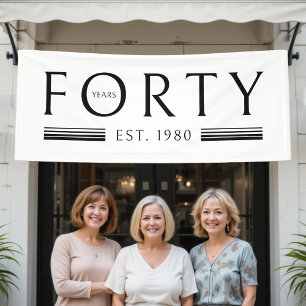 Banderoles Quarante ans 40e fête d'anniversaire Blanc