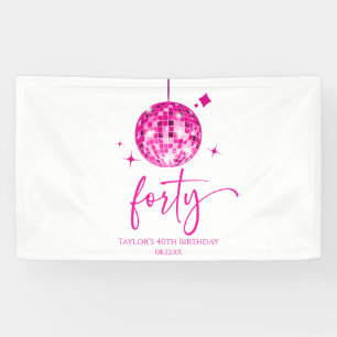 Banderoles Quarty Pink Disco Ball 40e fête d'anniversaire