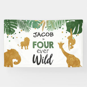 Banderoles Quatre animaux sauvages du Safari Boy Quart annive